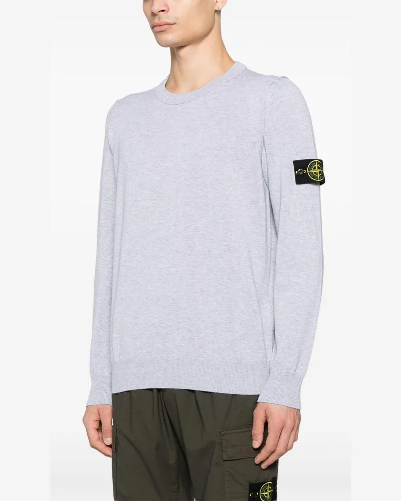 Stone Island Men Crewneck Sweater Grey Cotton Gray