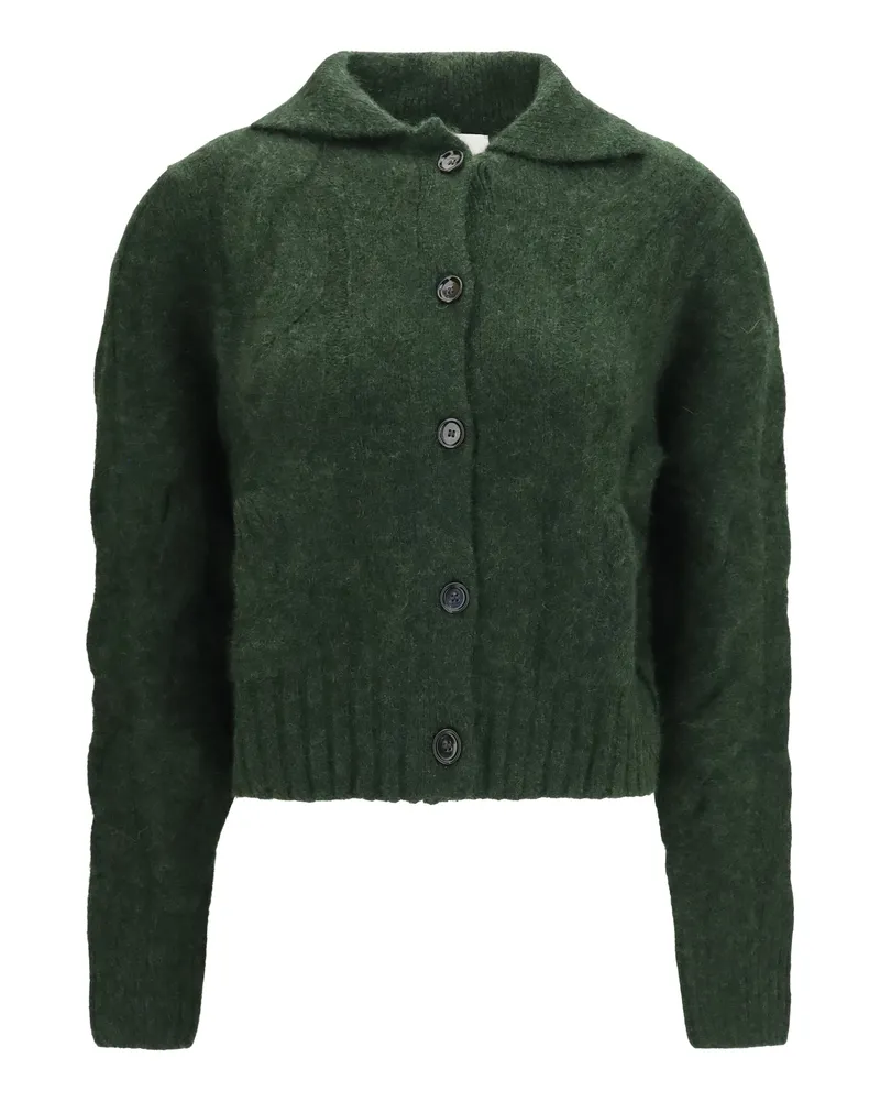 ALLUDE Women Cashmere And Silk Buttoned Sweater Black Green