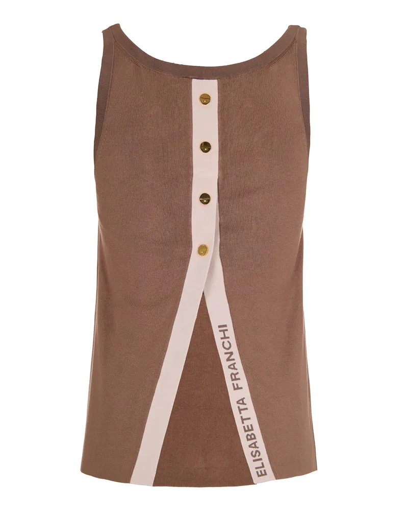 Elisabetta Franchi Women's Sleeveless Knit Top Clay-Butter Viscose Vests & Tank Tops Clay/butter Beige