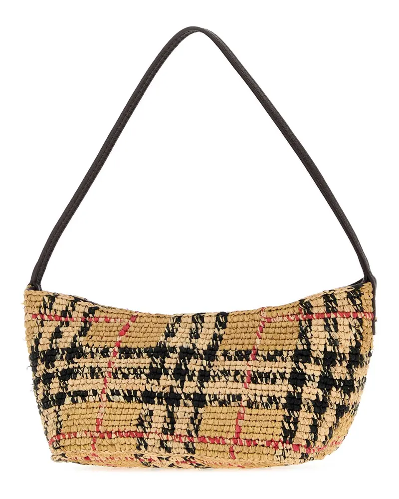 Burberry Margate Raffia Shoulder Bag — Beige Beige