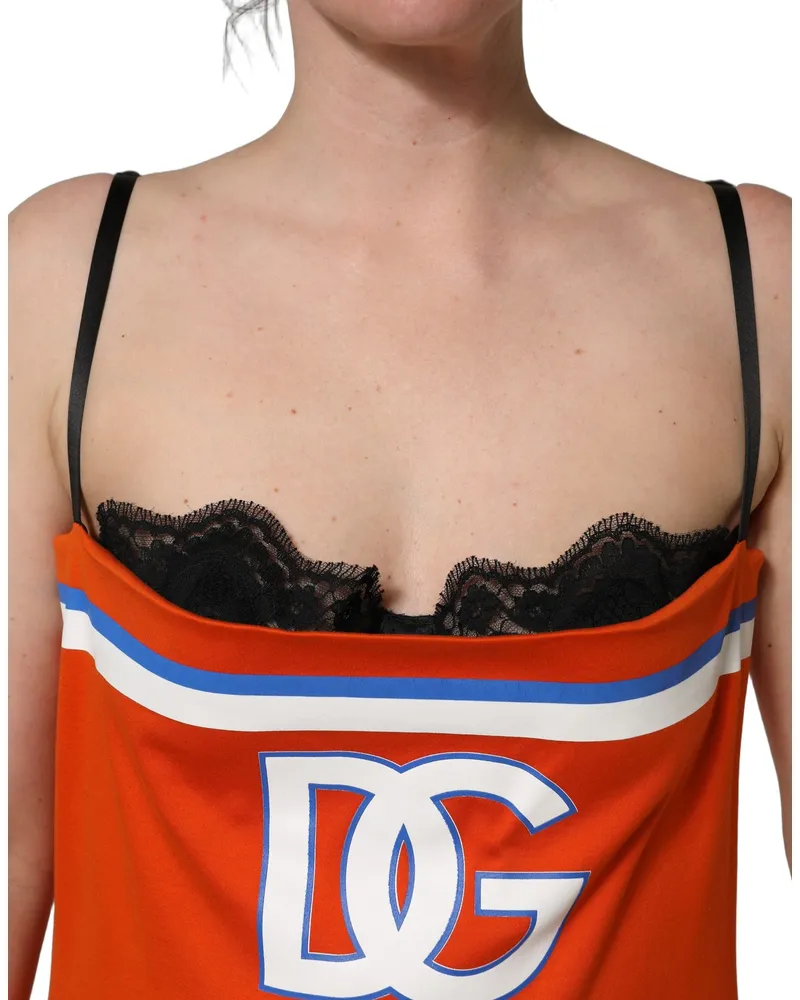 Dolce & Gabbana Women's Orange Cotton Superbowl Football Inspired Mini Dress Nylon Silk Orange