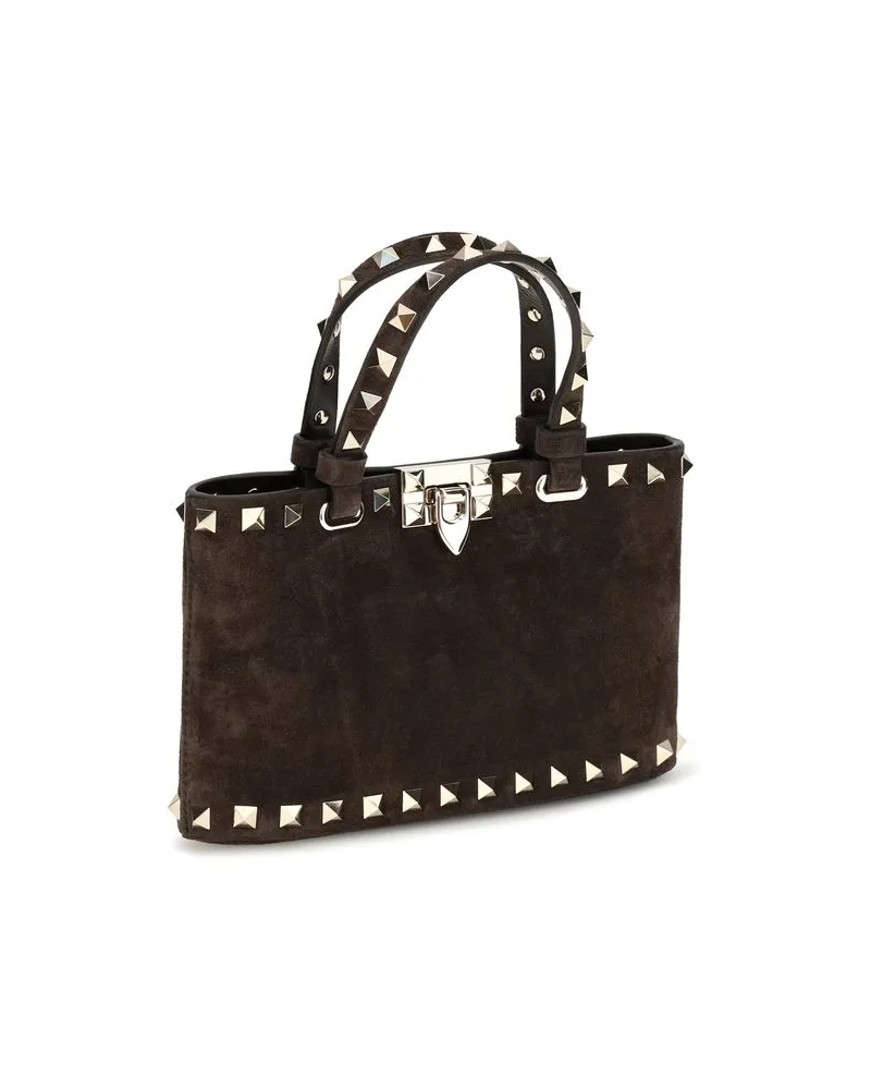 Valentino Garavani Rockstud Top Handle Bag — Brown Brown