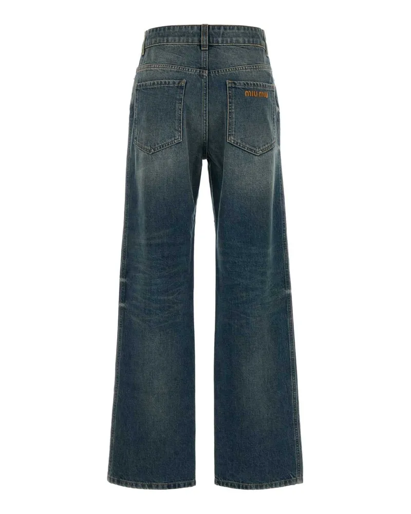 Miu Miu Women's Denim Jeans Bleu Exterior: Cotton Blue