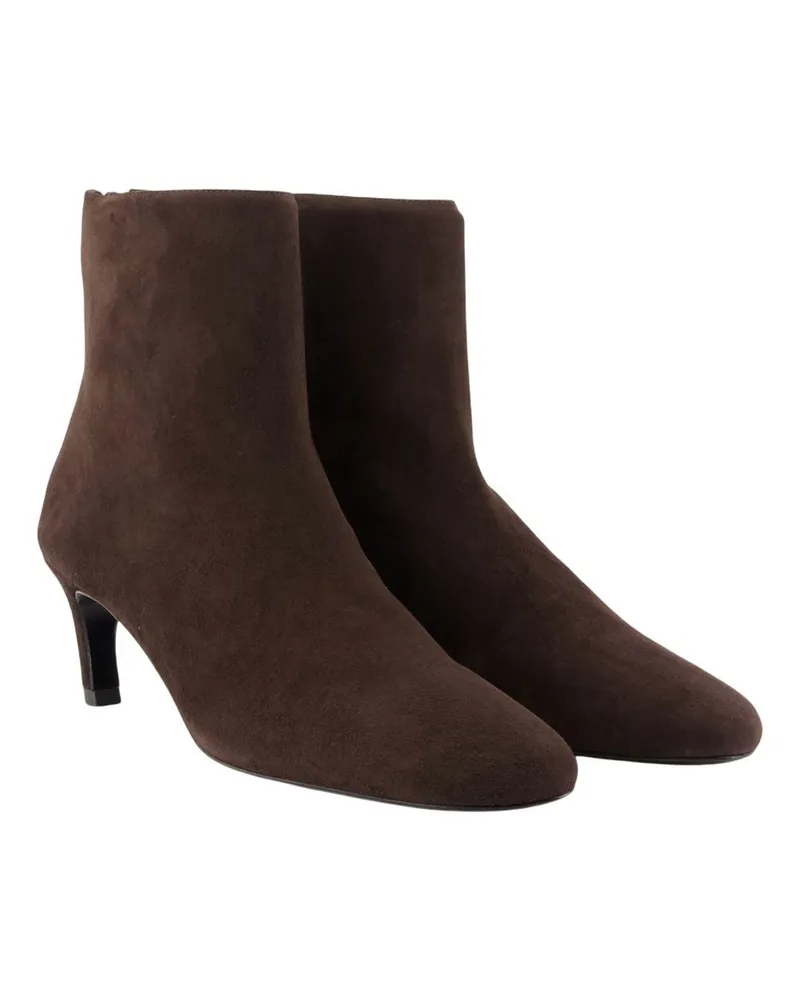 Totême Calfskin Leather Ankle Boot — Brown Brown