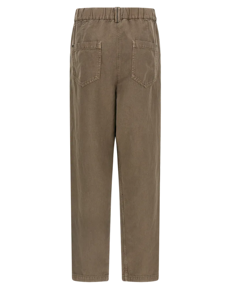 Brunello Cucinelli Women's Brown Cotton Casual Pants Brown