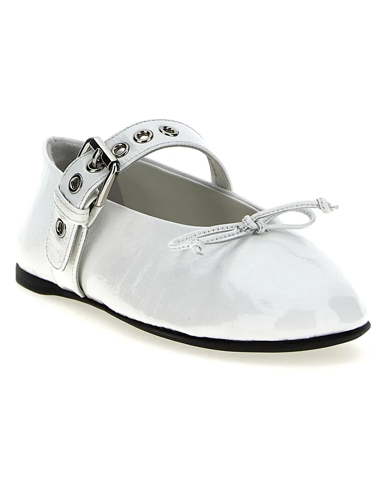 Miu Miu Patent Calfskin Bow Ballet Flat — White White