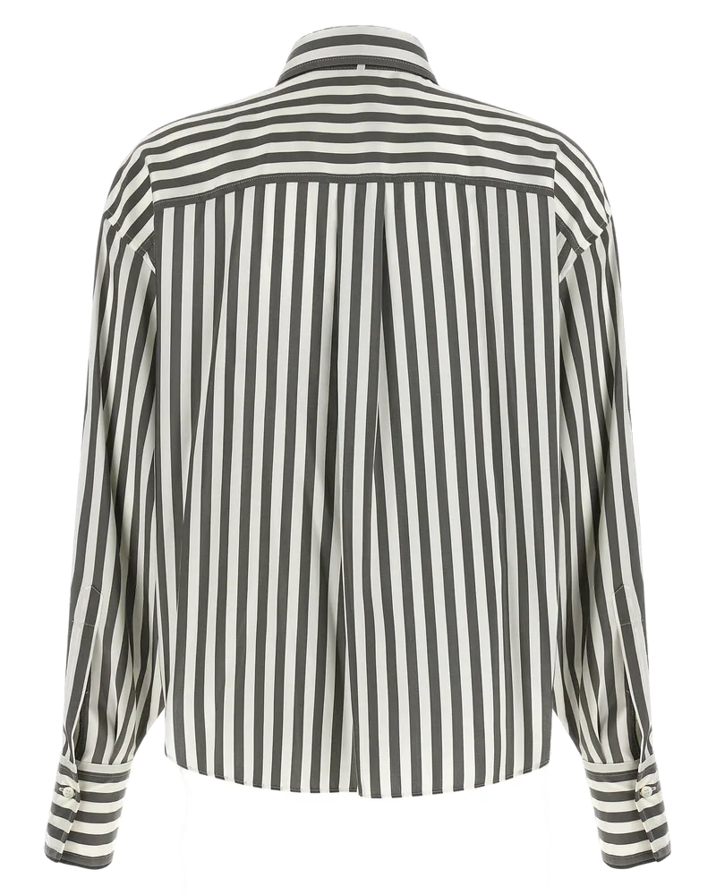 Brunello Cucinelli Striped Silk Blouse Bicolor