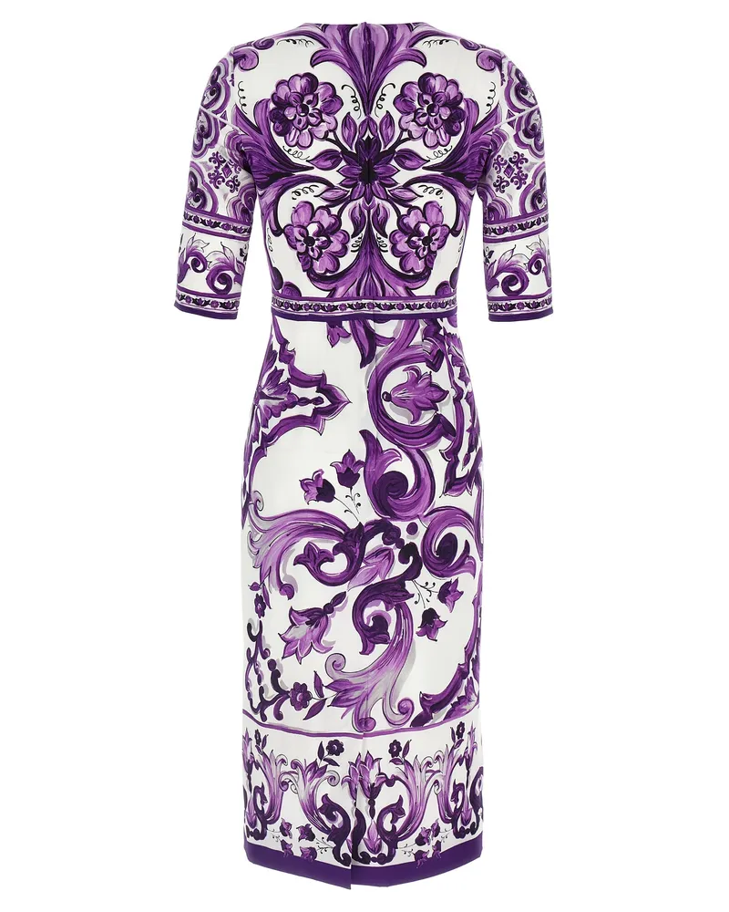 Dolce & Gabbana Women's Purple Silk Midi Dress Purple
