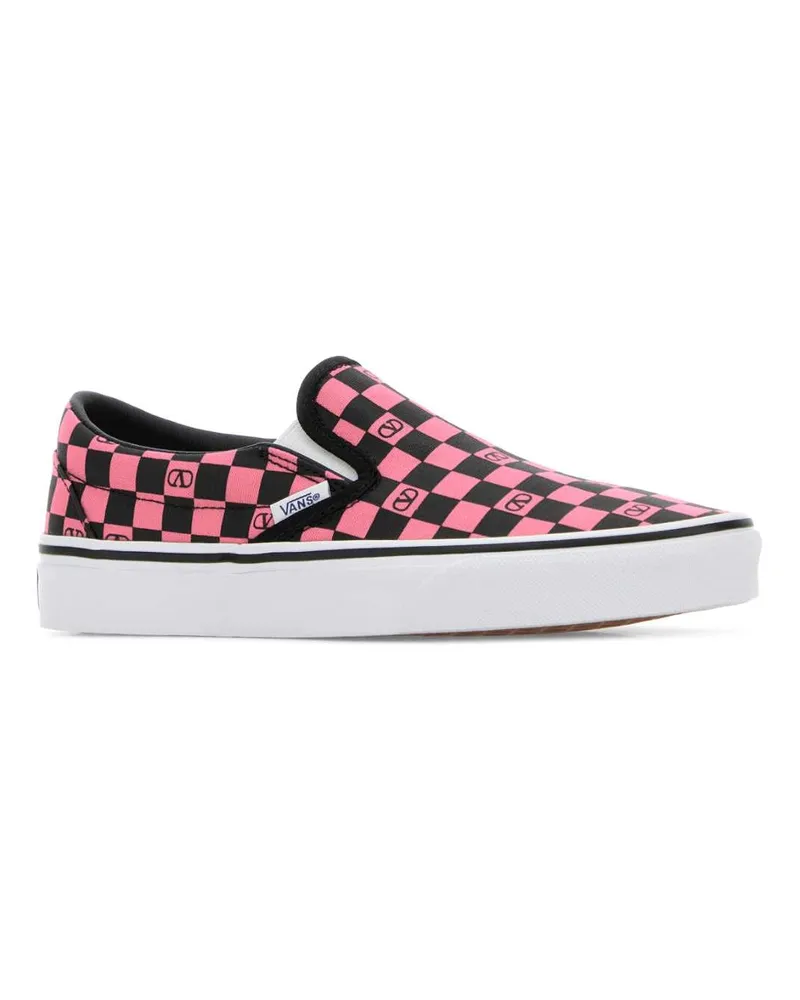 Valentino Garavani Women's Printed Canvas  X Vans Classic Slip-On Slip-Ons Pinkorchidneronerobianemie Cotton Sneaker Pink