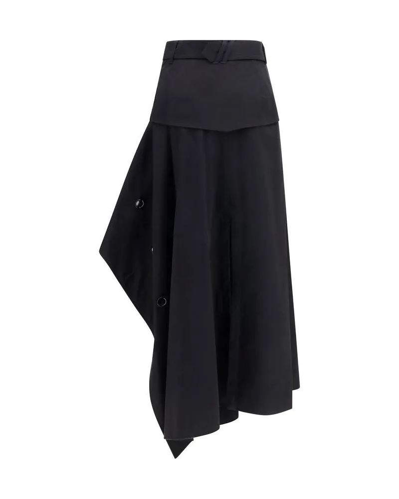 Burberry Women's Black Cotton Long Skirt Black