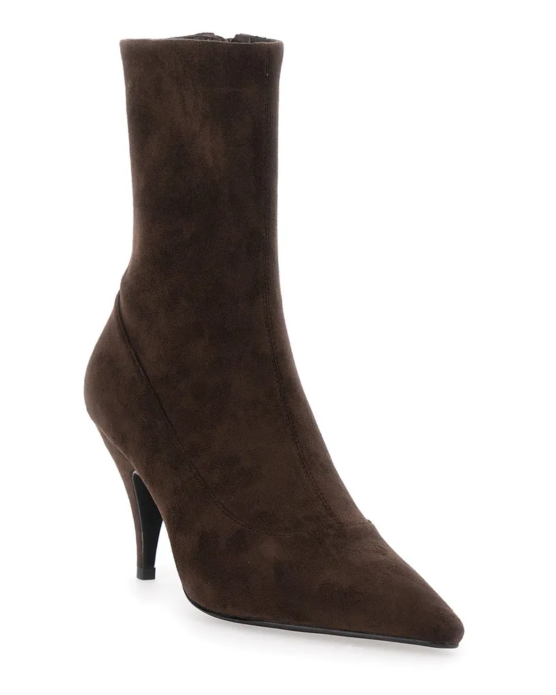 Jeffrey Campbell Women's Brown Leather Ankle Boots With Pointed Toe Fabric Brown