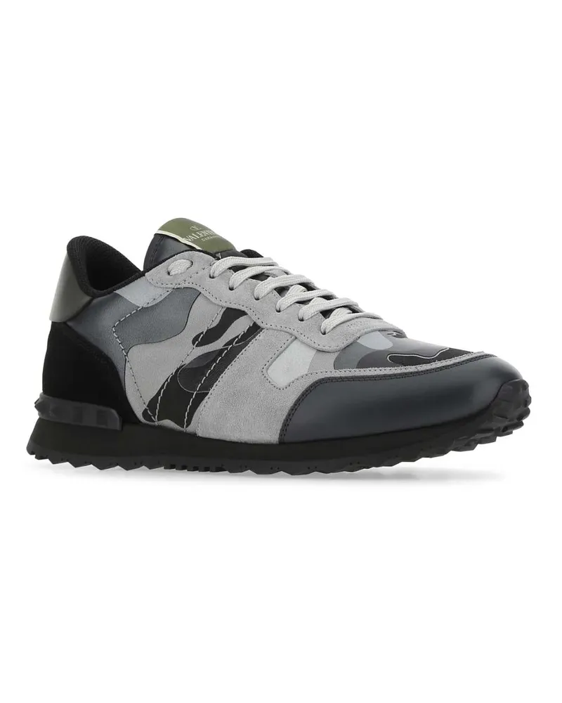 Valentino Garavani Men's Multicolor Fabric And Nappa Leather Rockrunner Camouflage Sneakers Grigioruteniopgreynedkgreyoline Multicolor