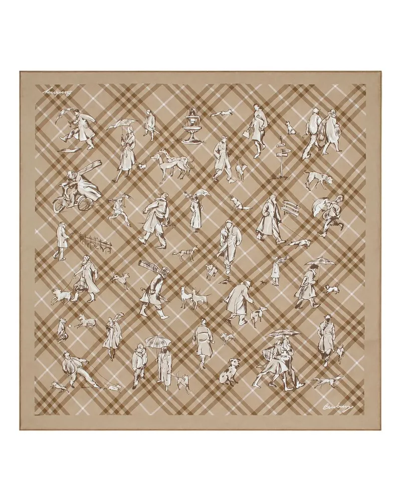 Burberry Silk Check Scarf — Beige Beige