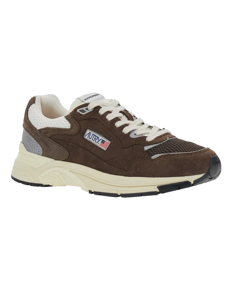 AUTRY Men's Sneakers With Brown Leather Trim Trainers Brown