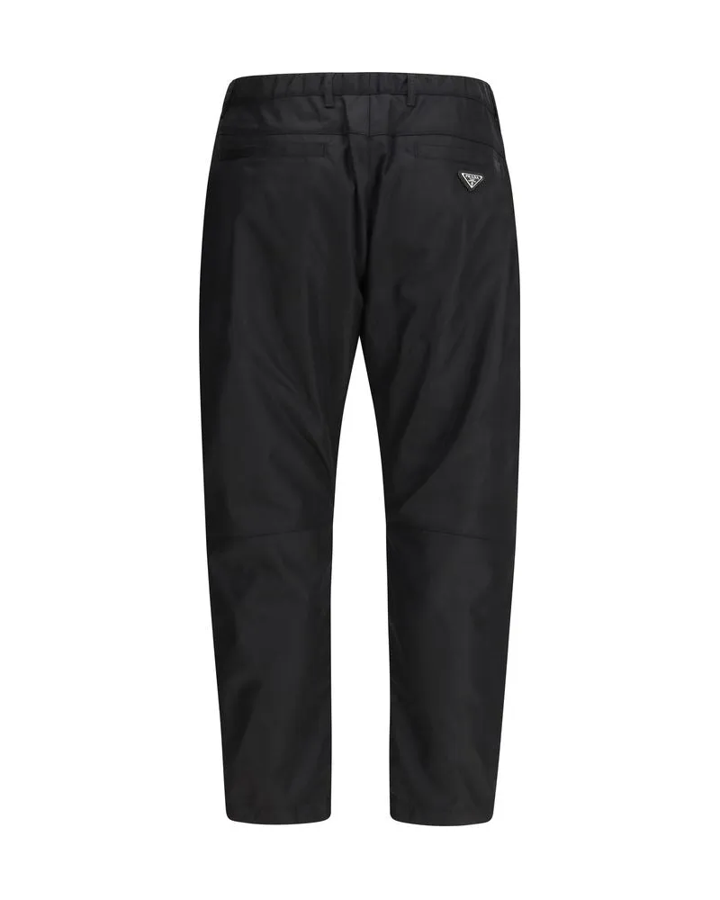 Prada Men Black Recycled Polyamide Casual Pants Black