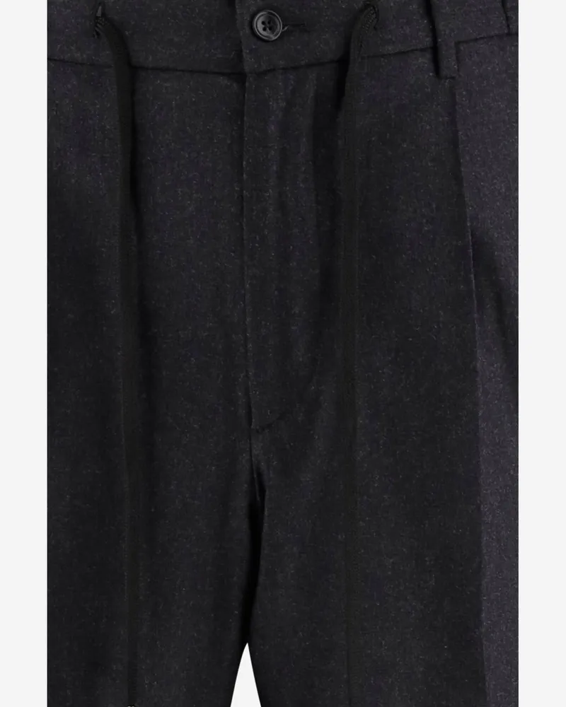 Tagliatore Men's Stretch Wool Trousers Black Virgin (super 110s Black