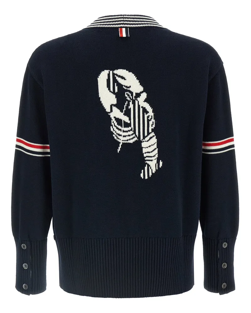 Thom Browne Striped Ribbed Cotton Cardigan — Navy Navy