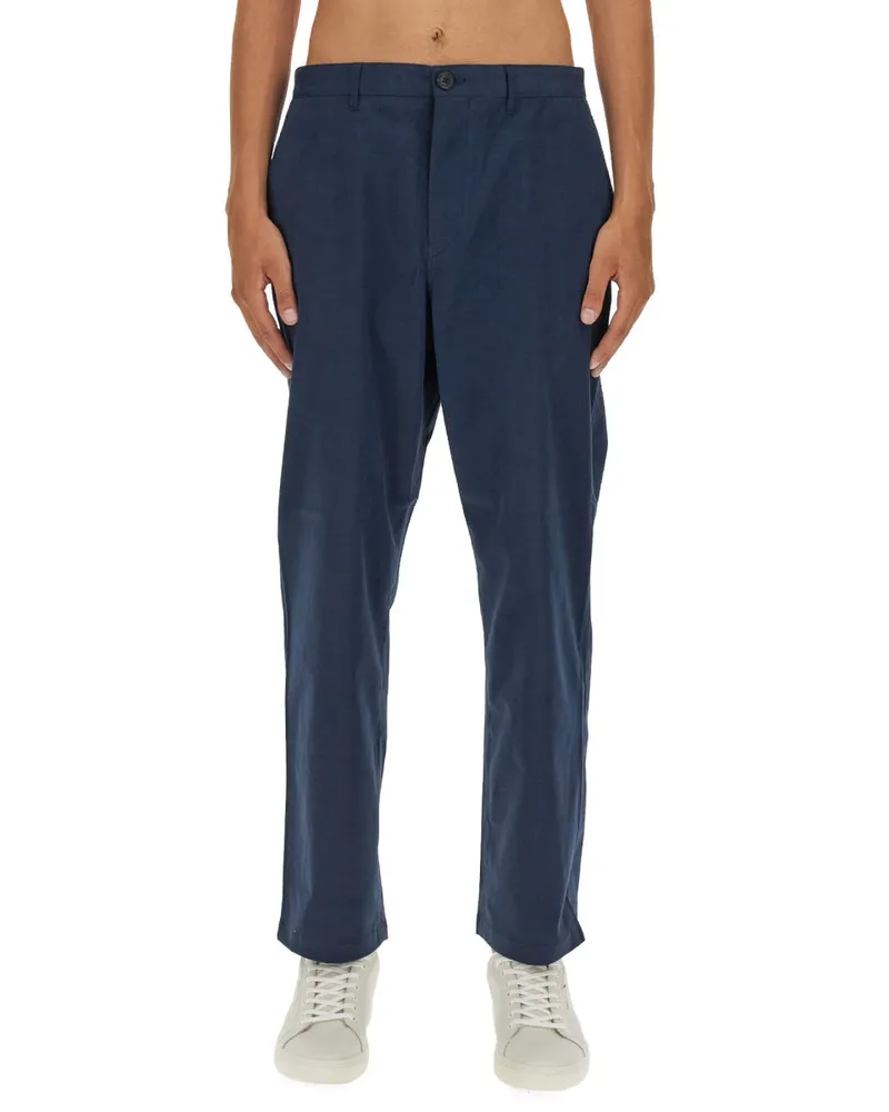 Paul Smith Loose Fit Cotton Trousers — Blue Blue