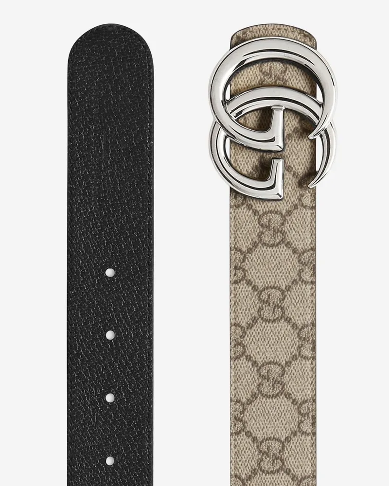 Gucci Men's Gg Marmont Reversible Belt Beige Polyurethane Beige
