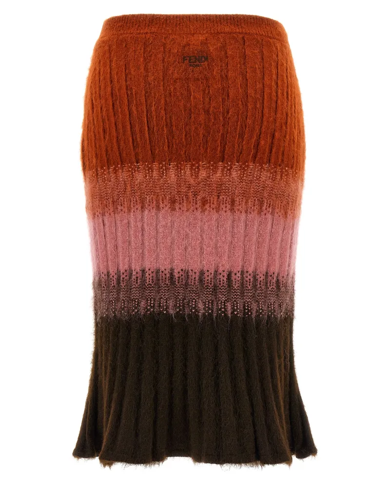 Fendi Women's Multicolor Wool Midi Skirt Multicolor