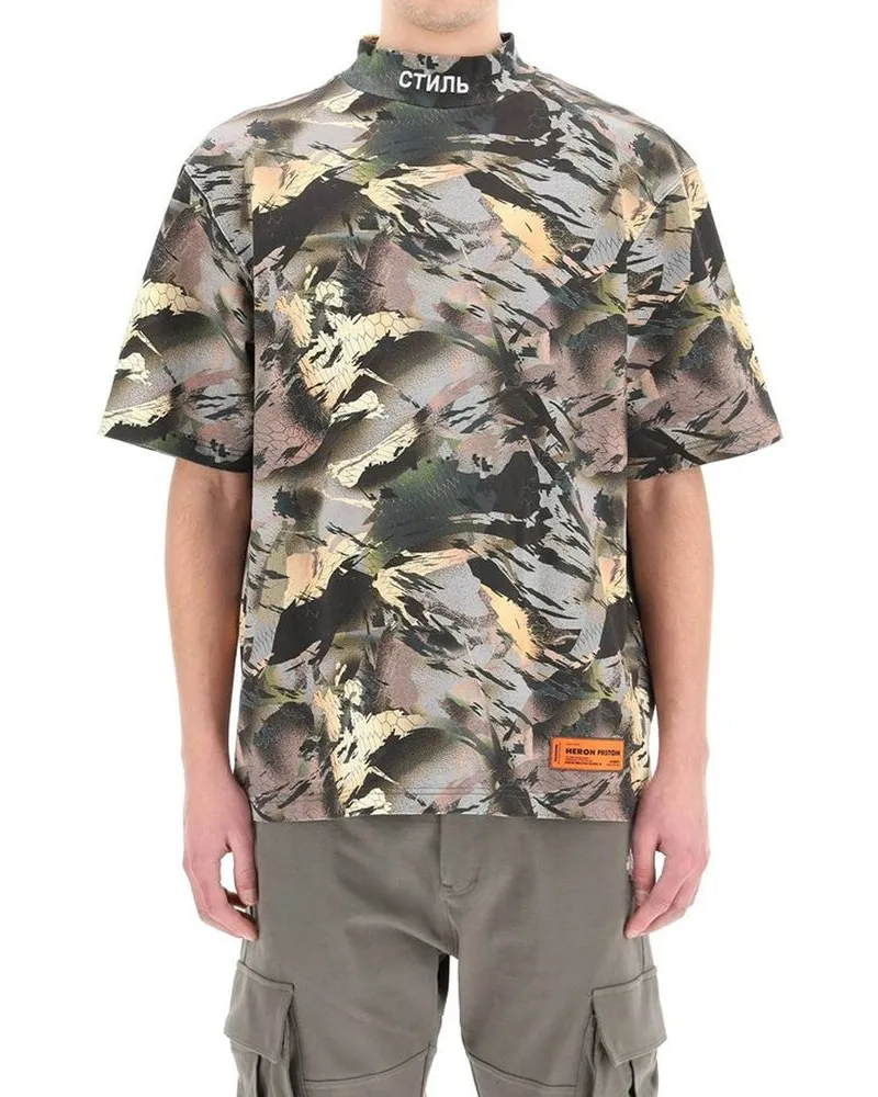 Heron Preston Men Bicolor Cotton T-Shirt Multicolor