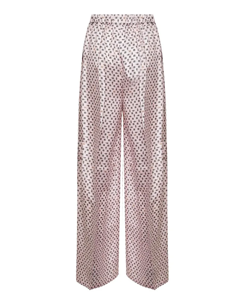 Max Mara Women's Pink Printed Silk Twill Trousers Pink
