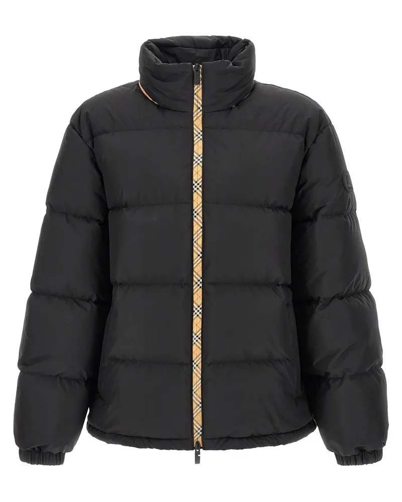 Burberry Quilted Check Detail Down Jacket — Black Black