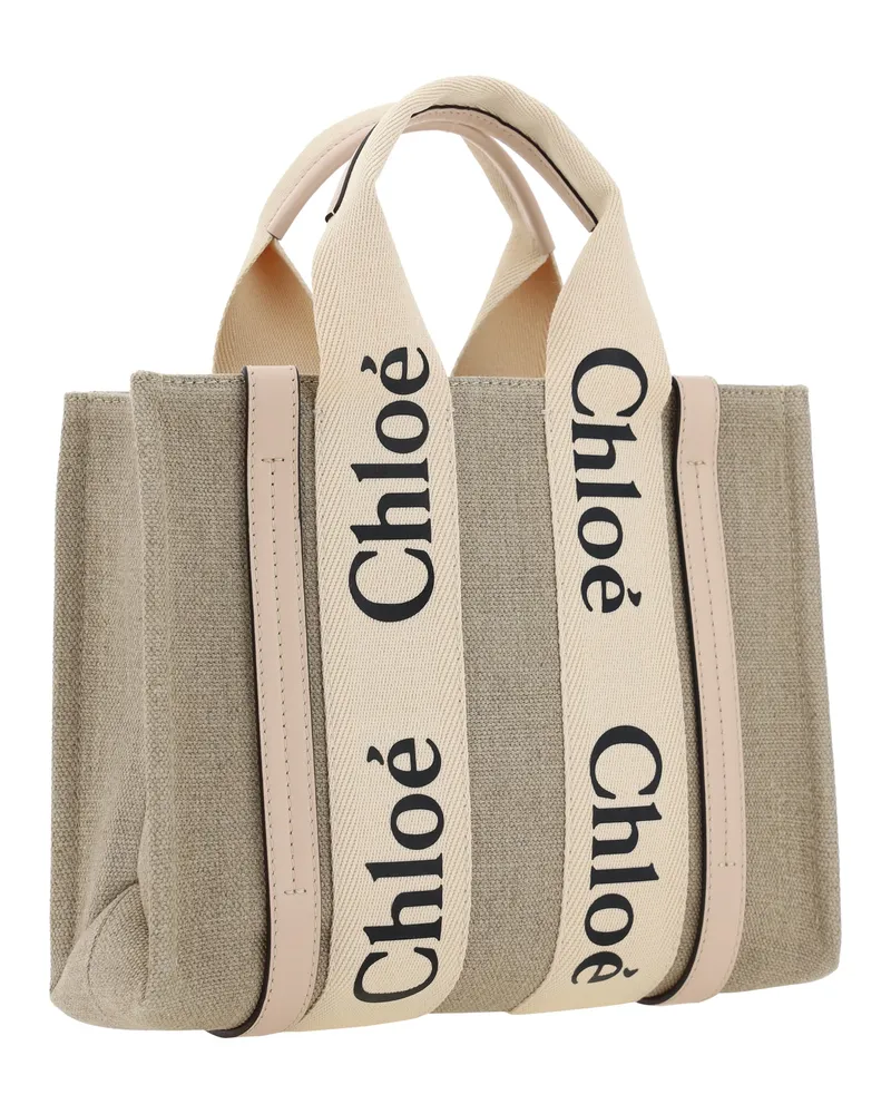 Chloé Women's Woody Handbag Cement Pink Canvas Handbags Hand Bags Beige