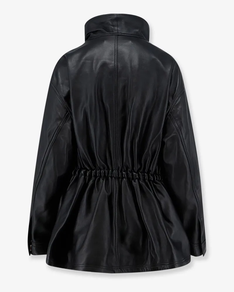 Róhe Women's Leather Jacket With Drawstring Waist Black Black