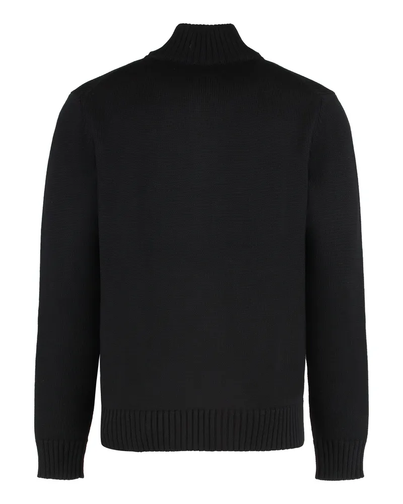 Slowear Men's Cardigan Virgin Wool, Black Cardigans Sweater Black