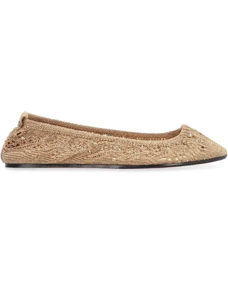 Isabel Marant Women's Belna Crochet Ballet Flats Gold Knit: Polyester Ballerina Shoes Gold