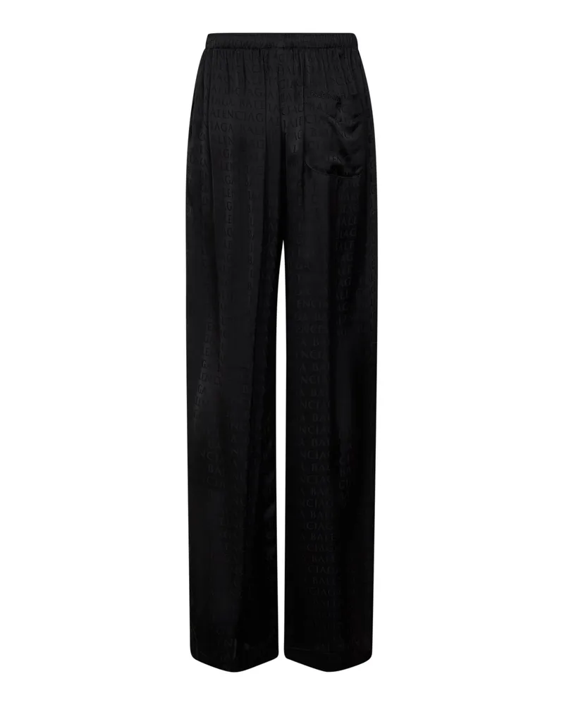 Balenciaga Women Black Jacquard Satin Pajama-Style Trousers Viscose Black