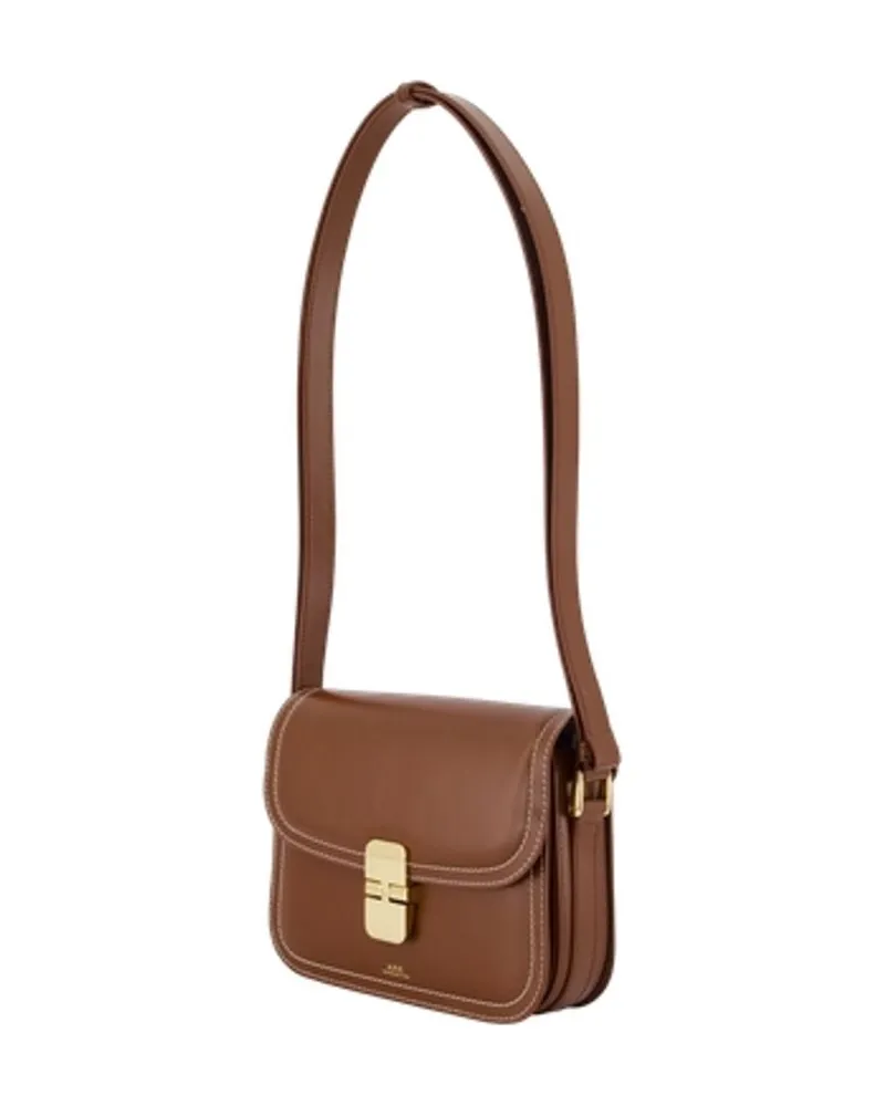 A.P.C. Women's Grace Small Crossbody Leather Brown Cowhide Bags Crossbodies Brown