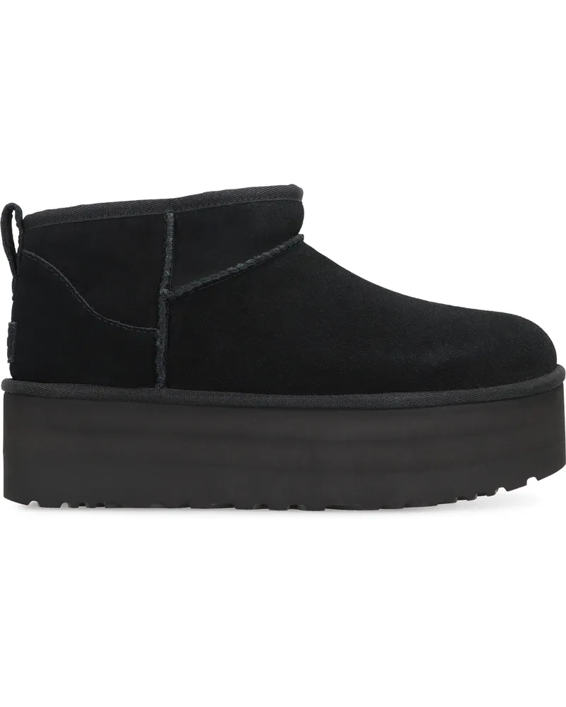 UGG Women's Classic Ultra Mini Boots Black Ovine Leather Black