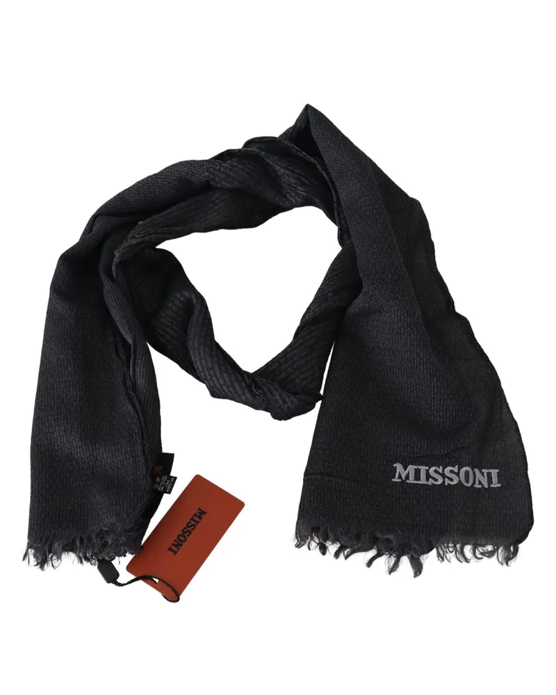 Missoni Men's Black Wool Knit Unisex Neck Wrap Scarf Black