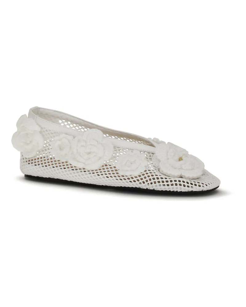 Ganni Women's Jenny Mesh Ballerinas Egret Flat Shoes White