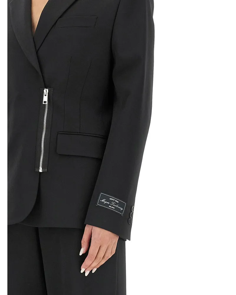 MSGM Zip-Front Virgin Wool Blend Jacket — Black Black