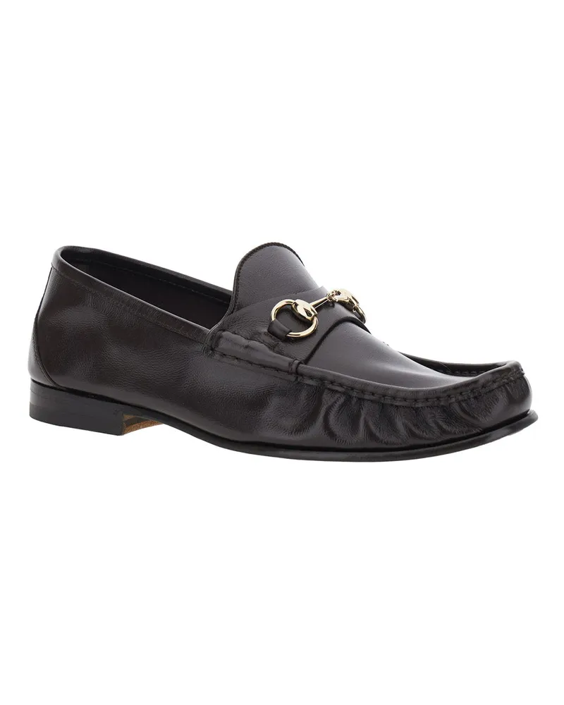 Gucci Men's Loafers Lugano Brown Leather Brown