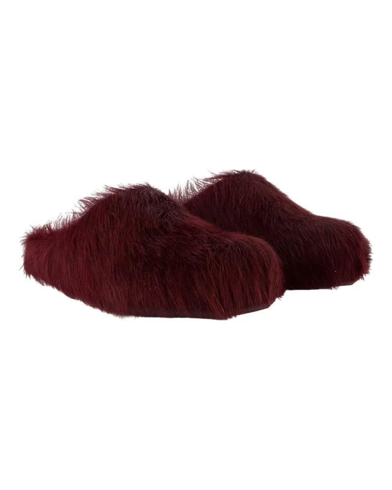 Marni Women's Fussbett Mules -  Leather Burgundy Calfskin Shoes Flat-Shoes Burgundy