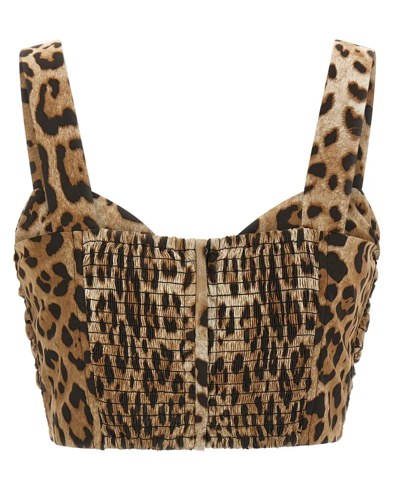 Dolce & Gabbana Leopard-Print Cotton Blouse — Caramel Caramel