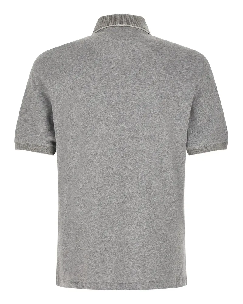 Brunello Cucinelli Men's Gray Cotton Polo Shirt Gray