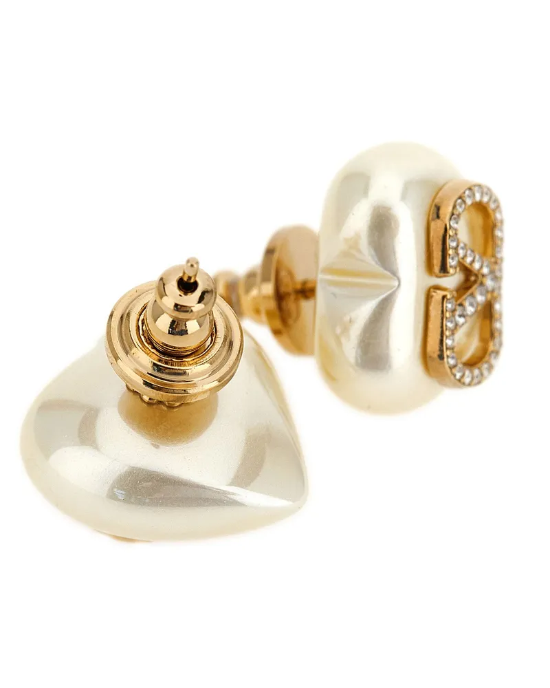 Valentino Garavani VLogo Heart Stud Earrings — cream Cream