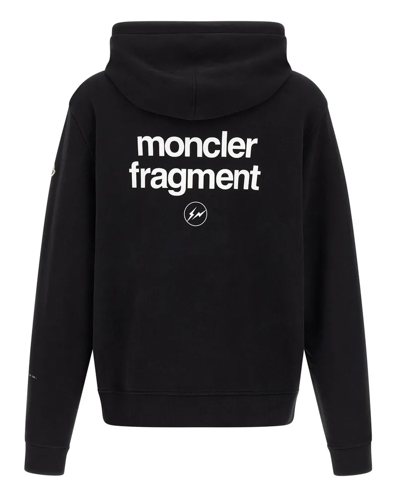 Moncler Cotton Logo Print Hoodie — Black Black