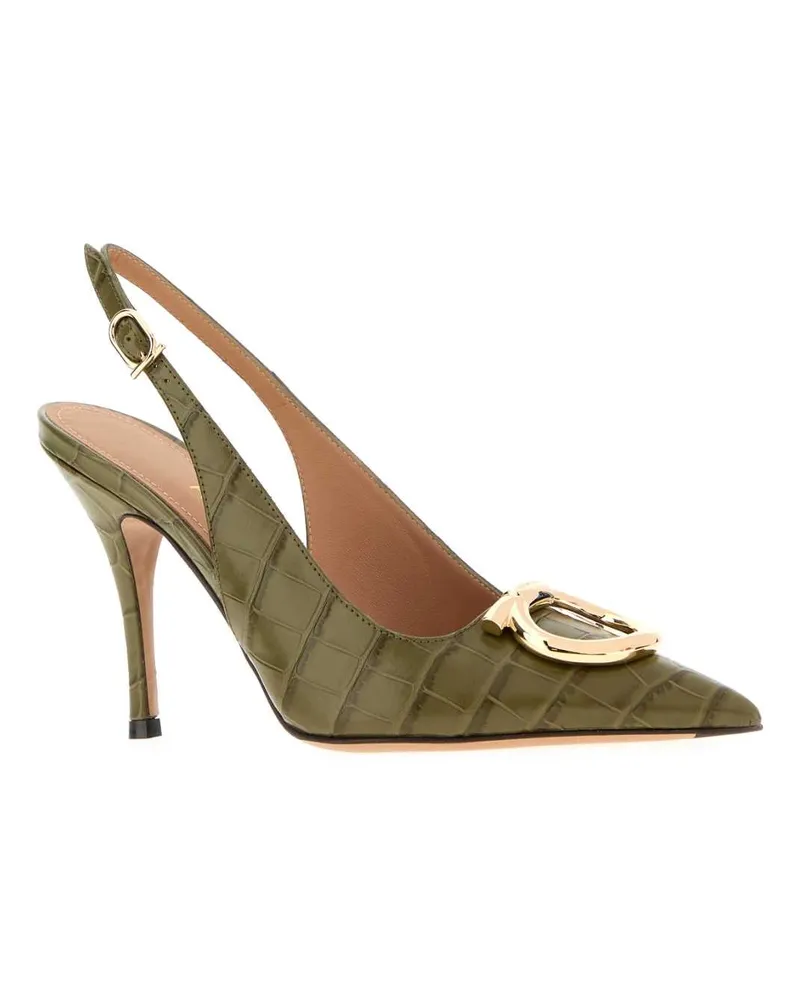 Ferragamo Women's Olive Green Leather Sara Pumps Newoliveas6553biscotto Scarpe Con Tacco High Heel Shoes Green