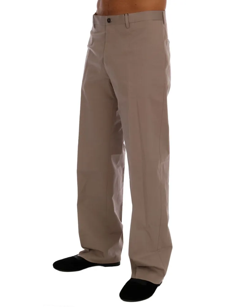 Dolce & Gabbana Men's Beige Cotton Stretch Chinos Pants Beige