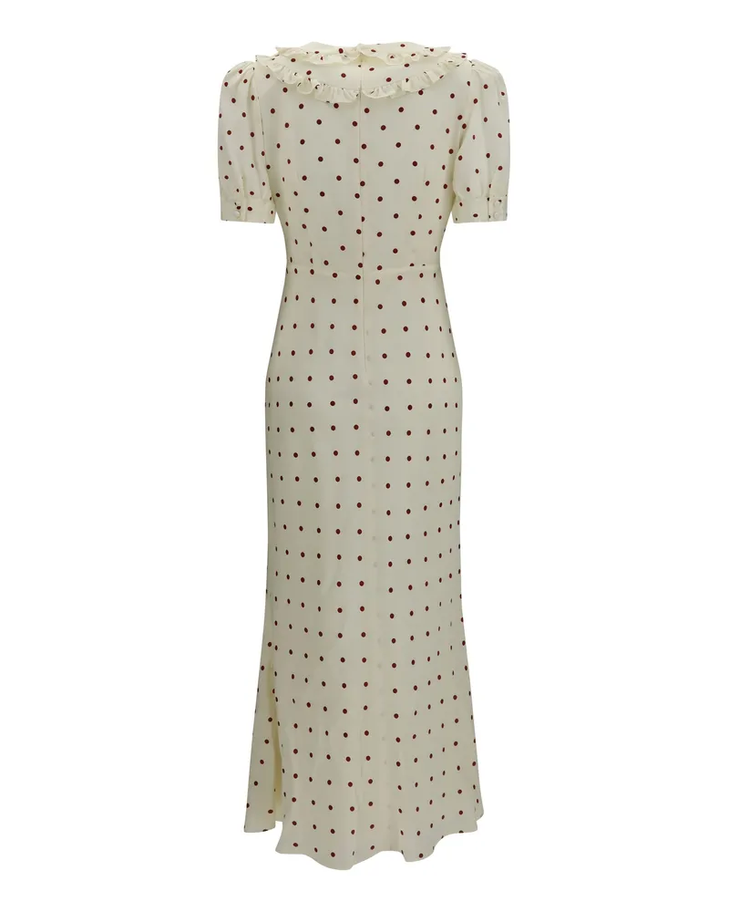 Alessandra Rich Silk Polka-Dot Dress — Beige Beige