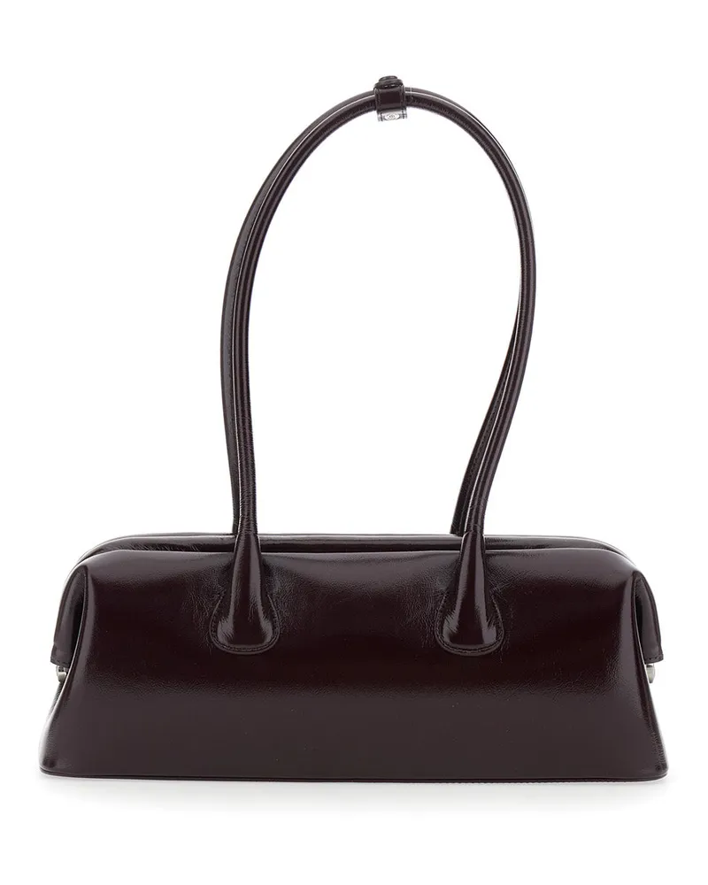 OSOI Women's Shoulder Bag Boat Wide Bordeaux Cow Leather Bordeaux