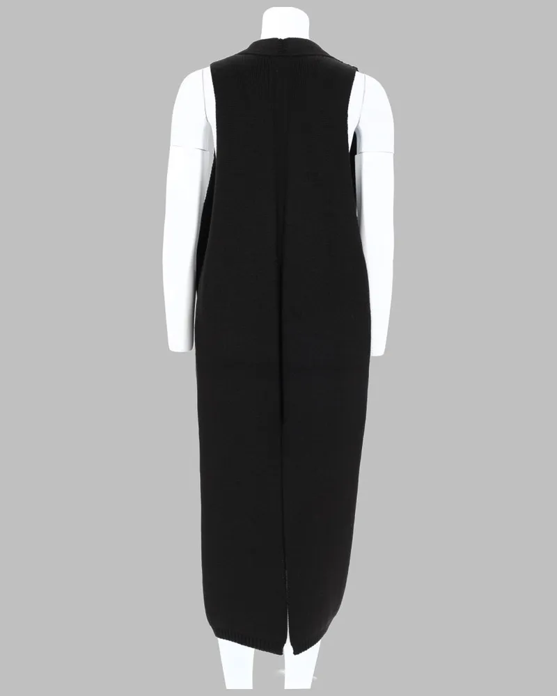 Rick Owens Women Knit Gilet Cyclops Black New Wool Jumpers Sweater Black