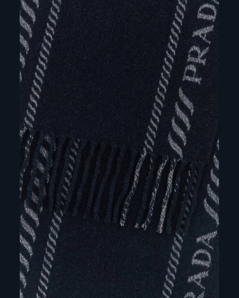 Prada Men's Blue Wool Blend Scarf Bleu Exterior: Cashmere Sciarpe E Foulard Scarfs Navy