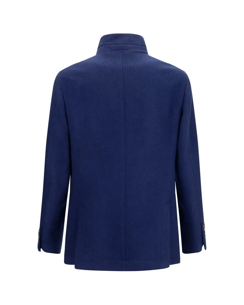 Brunello Cucinelli Men's Blue Cashmere Full-Length Jacket Clothing Blue